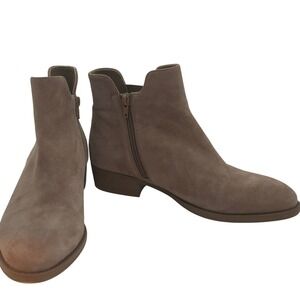 VanEli Womens Ankle Boots 10 Taupe Vegan Suede Zip Low Heel